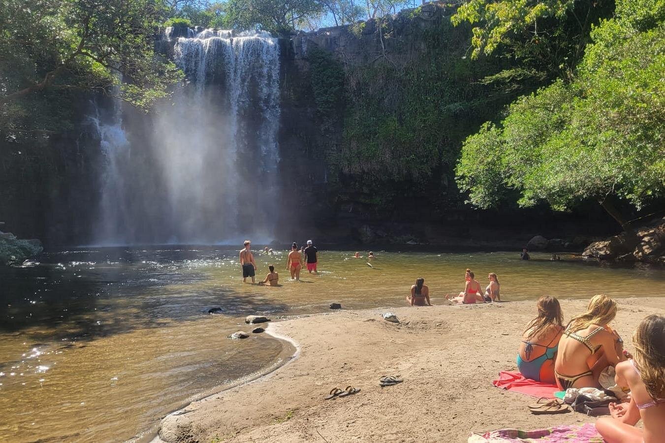 Llanos de Cortes waterfall and its sandy swimming pool near Bagaces, Costa Rica
